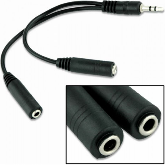 Powertech ������� 3.5mm �������� �� 2x 3.5mm ������ 0.2m, ����� - (CAB-J011)