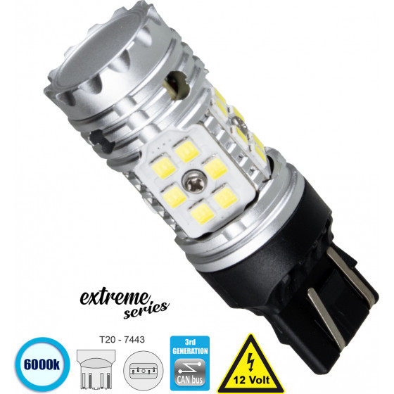 GloboStar ����� ����������� T20 - 7443 - W21/5W 3rd Generation Can-Bus Extreme Series LED 30 SMD 3030 24W 3600lm 360� DC 12V IP20 ����� ����� 6000K - (81151)