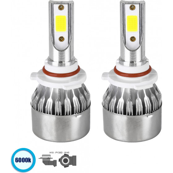 GloboStar H10 C6 Line KIT ������� �������� ����������� & �������� 1st Generation Can-Bus Series LED CREE CXB COB 72W 7600lm DC 8-48V ��������� IP65 ����� ����� 6000K - (82006)
