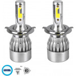 GloboStar H4 C6 Line KIT ������� �������� ����������� & �������� 1st Generation Can-Bus Series LED CREE CXB COB 72W 7600lm DC 8-48V ��������� IP65 ����� ����� 6000K - (82002)