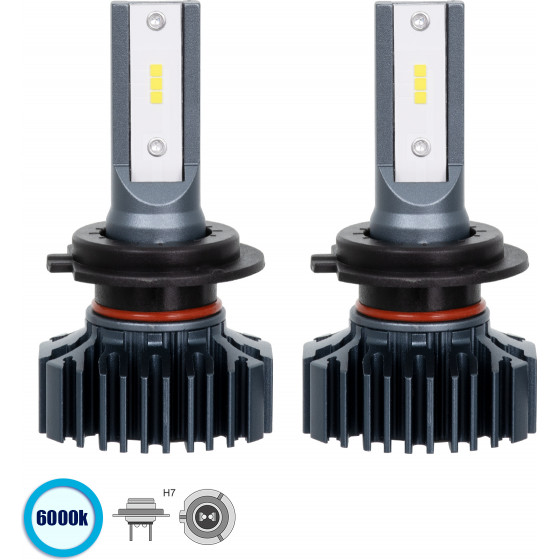 GloboStar H7 S1 Line KIT ������� �������� ����������� & �������� 3nd Generation Can-Bus Series LED CREE CXB 100W 14000lm DC 9-32V ��������� IP66 ����� ����� 6000K - (85631)