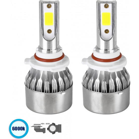 GloboStar HB4 9006 C6 Line KIT ������� �������� ����������� & �������� 1st Generation Can-Bus Series LED CREE CXB COB 72W 7600lm DC 8-48V ��������� IP65 ����� ����� 6000K - (82010)