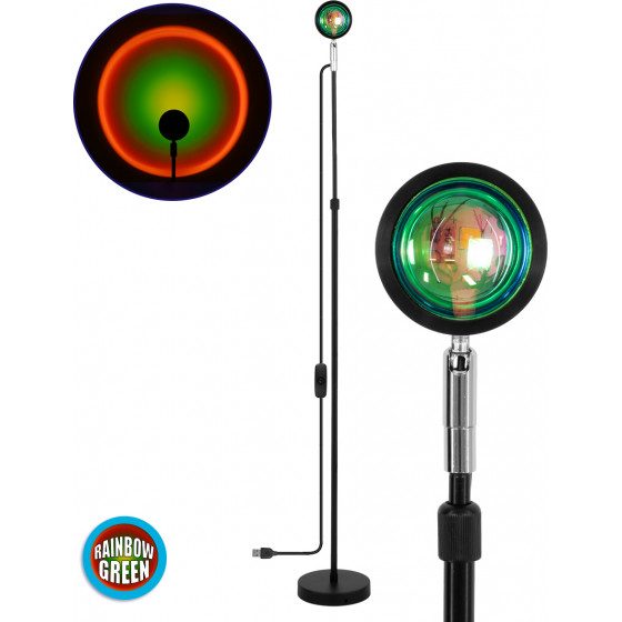 GloboStar �������� Minimal ���������� ��������� ��������� �������� LED 12W DC 5V �� Projector LENS ������� ��� & ������� ����������� USB Rotation Head 180� RAINBOW GREEN - (00821)
