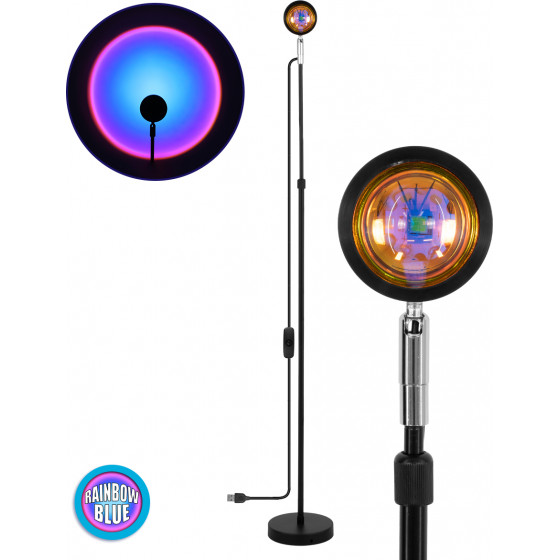 GloboStar �������� Minimal ���������� ��������� ��������� �������� LED 12W DC 5V �� Projector LENS ������� ��� & ������� ����������� USB Rotation Head 180� RAINBOW BLUE - (00817)