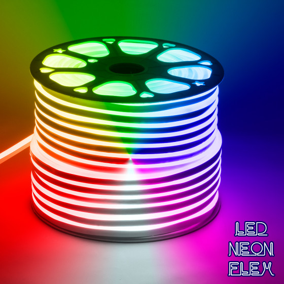 GloboStar OVALE 120� Degree Neon Flex Epistar LED SMD 5050 1m 18W/m 60LED/m 1818lm/m 120� DC 230V ��������� IP68 RGB Dimmable - (70578)