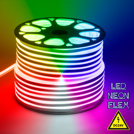 GloboStar OVALE 120� Degree Neon Flex Epistar LED SMD 5050 1m 18W/m 60LED/m 1818lm/m 120� DC 24V ��������� IP68 RGB Dimmable - (70568)
