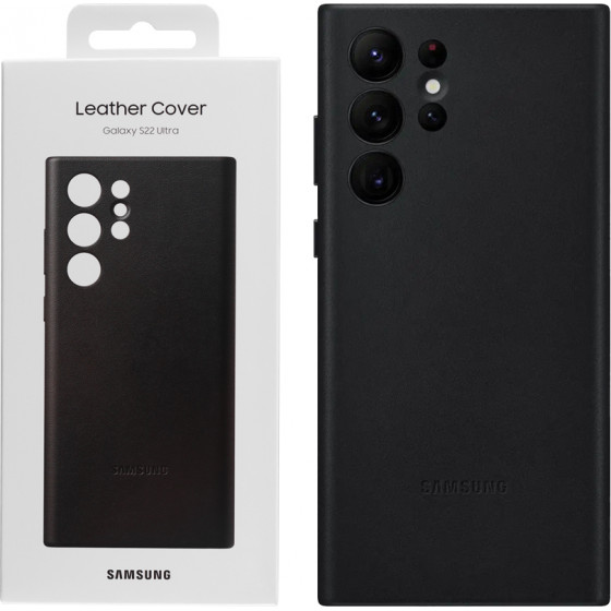 Samsung ���� S22 Ultra 5G S908 Leather Cover Black Packing Or - (EF-VS908LBEGWW)