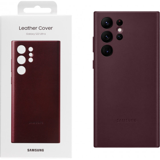 Samsung ���� S22 Ultra 5G S908 Leather Cover Burgundy Packing Or - (EF-VS908LEEGWW)