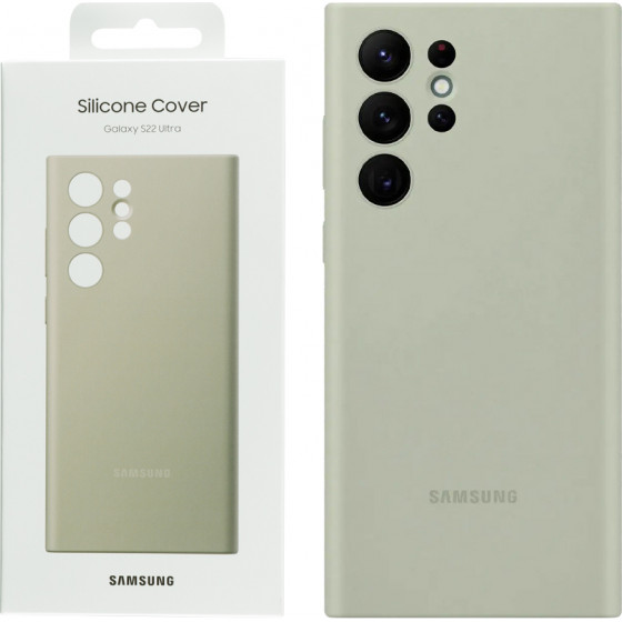 Samsung ���� S22 Ultra 5G S908 Silicone Cover Olive Green Packing Or - (EF-PS908TMEGWW)