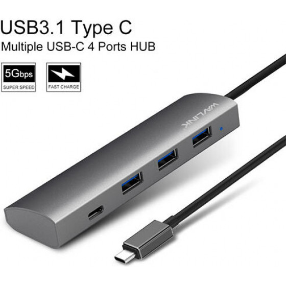 Wavlink Superspeed Usb 3.0 Type C 4-Port Aluminum Hub - (WL-UH3047C1)