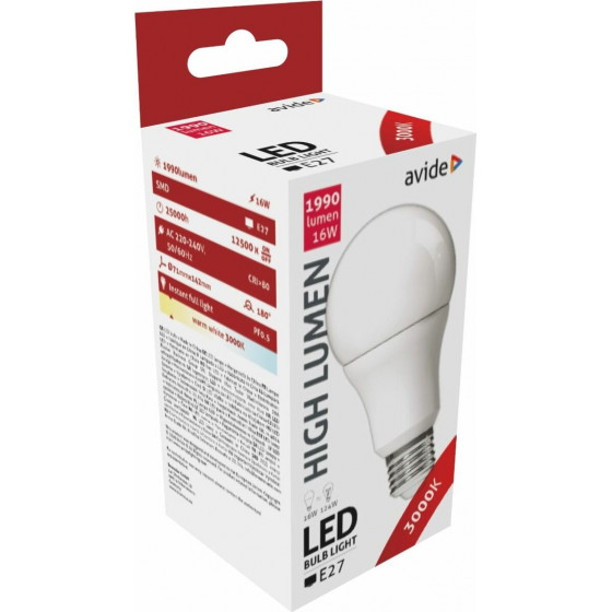 Avide Globe A70 16W E27 3000K High Lumen - (ABG27WW-16W-AP)