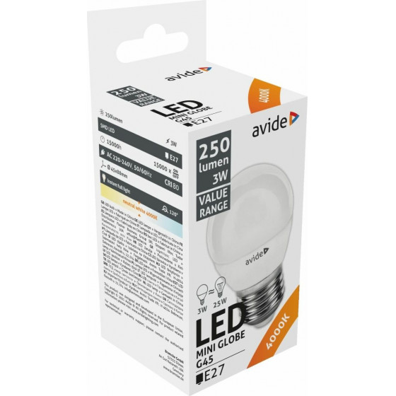 Avide Value LED Mini Globe E27 7W 4000K - (ABBMG27NW-7W)