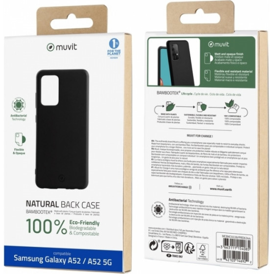 Muvit Bambootek Samsung A52/ A52 5G Storm Black Backcover - (MCBKC0228)