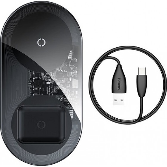 BASEUS 2in1WXJK-A01 Wireless Charger for phone + airpods Transparent - (WXJK-A01)