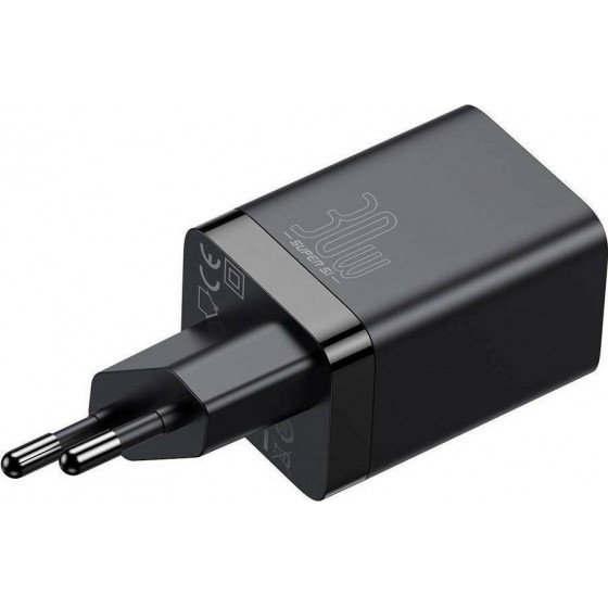 Baseus Super Pro Fast Wall Charger Usb / Usb Type C 30W Power Delivery Quick Charge Black - (CCSUPP-E01)
