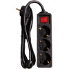 LAMTECH POWER STRIP WITH SWITCH 3 OUTLETS BLACK 1.5M - (LAM023701)