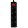 LAMTECH POWER STRIP WITH SWITCH 4 OUTLETS BLACK 1.5M - (LAM023725)