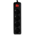 LAMTECH POWER STRIP WITH SWITCH 4 OUTLETS BLACK 1.5M - (LAM023725)