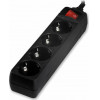 LAMTECH POWER STRIP WITH SWITCH 4 OUTLETS BLACK 1.5M - (LAM023725)