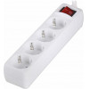 LAMTECH POWER STRIP WITH SWITCH 4 OUTLETS WHITE 1.5M - (LAM023718)