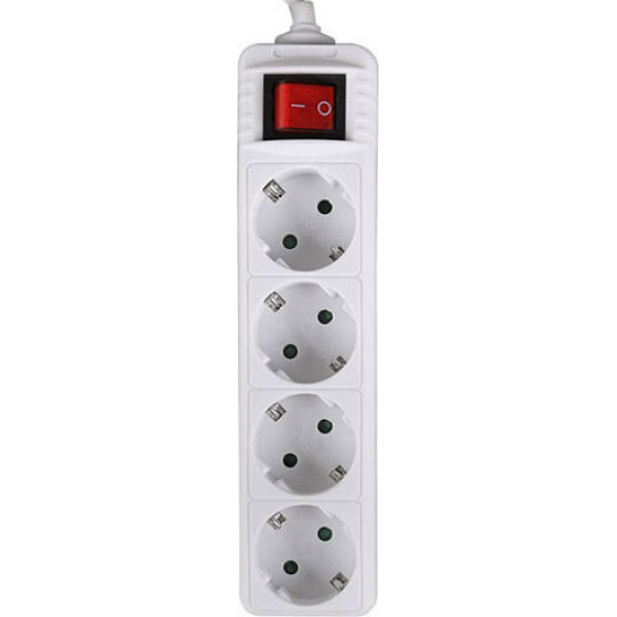 LAMTECH POWER STRIP WITH SWITCH 4 OUTLETS WHITE 1.5M - (LAM023718)