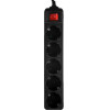 LAMTECH POWER STRIP WITH SWITCH 5 OUTLETS BLACK 1.5M - (LAM023749)