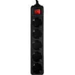 LAMTECH POWER STRIP WITH SWITCH 5 OUTLETS BLACK 1.5M - (LAM023749)