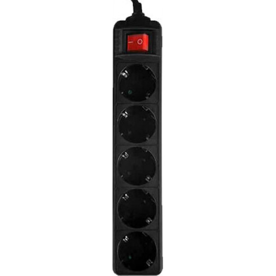 LAMTECH POWER STRIP WITH SWITCH 5 OUTLETS BLACK 1.5M - (LAM023749)