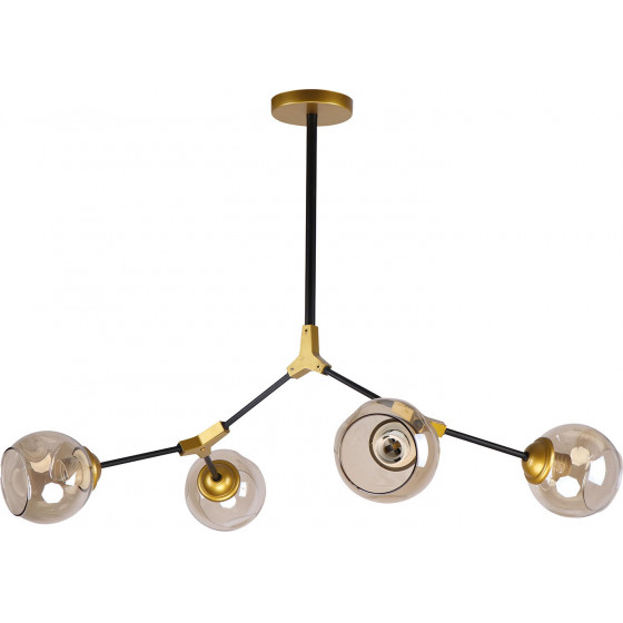 Homelighting KQ 51454/4 CONELLY BLACK, BRASS AND HONEY PENDANT �3 - (77-8105)