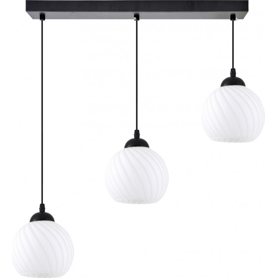 Homelighting KQ 8865-3 SWIRL BLACK PENDANT WITH WHITE GLASSES - (77-8198)