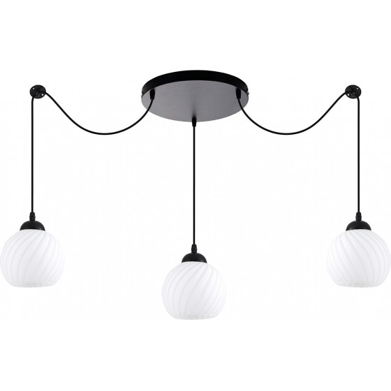 Homelighting KQ 8865-3A SWIRL BLACK PENDANT WITH WHITE GLASSES - (77-8199)