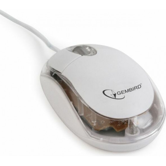 Gembird ������� Usb Laser Transparent White - (MUS-U-01-WT)