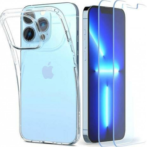 Spigen ���� TPU Liquid Crystal (1 ���) & Tempered Glass TR Slim (2 ���) Apple iPhone 13 Pro Max Crystal Pack ������� - (ACS03636)