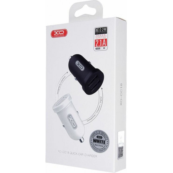 XO CC18 Dual USB Car Charger White