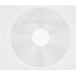 MediaRange Adhesive-backed fleece Sleeves for 1 disc White/semi-clear, Pack 50 - (BOX69-50)
