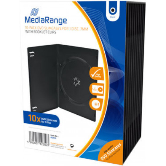 MediaRange DVD Slimcase for 1 Disc 7mm Black (10 Pack) - (BOX33)