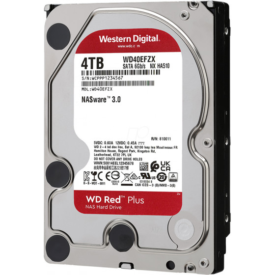 Western Digital Red Plus NAS Hard Drive 4TB 3.5'' (CMR) - (WD40EFZX)