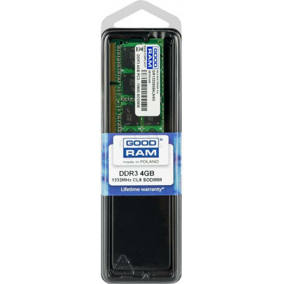 GoodRAM 4GB 1333MHz CL9 Sr Sodimm DDR3 - (GR1333S364L9S/4G)