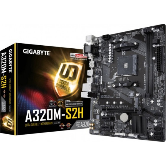 Gigabyte Motherboard A320M-S2H r1.2 AM4, Matx - (GAA32MS2H-00-G12)