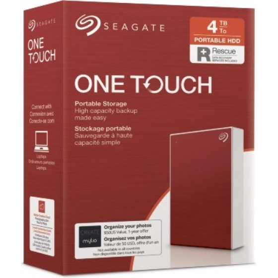 SEAGATE HDD EXT ONE TOUCH DRIVE 4T,USB3,RED,2.5'' - (STKC4000403)