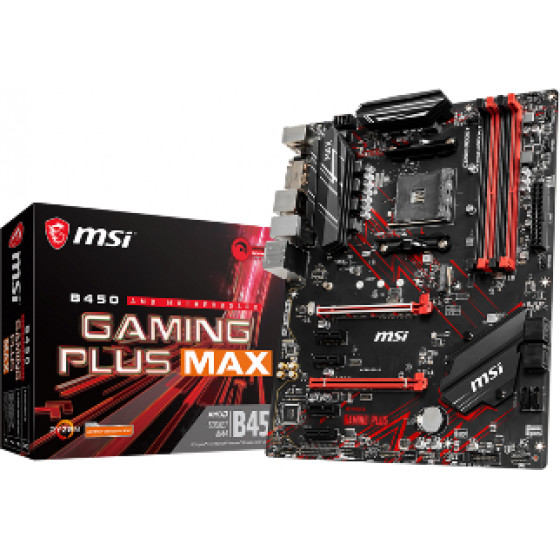 MSI MB SOCKET AMD AM4, CS AMD B450, 4 DIMM SOCKETS DDR4, DVI-D/HDMI, LAN GIGABIT, ATX, 3YW. - (B450 GAMING PLUS MAX)