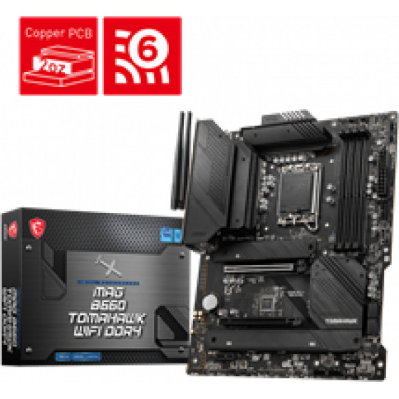 MSI MB SOCKET INTEL LGA1700 12th GEN, CS INTEL B660, 4 DIMM SOCKETS DDR4, HDMI/DP, LAN 2.5G, WIFI 6, ATX, 3YW. - (MAG B660 TOMAHAWK WIFI DDR4)