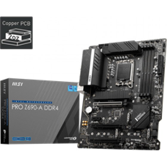 MSI MB SOCKET INTEL LGA1700 12th GEN, CS INTEL Z690, 4 DIMM SOCKETS DDR4, DP/HDMI, LAN INTEL 2.5G, ATX, 3YW. - (PRO Z690-A DDR4)