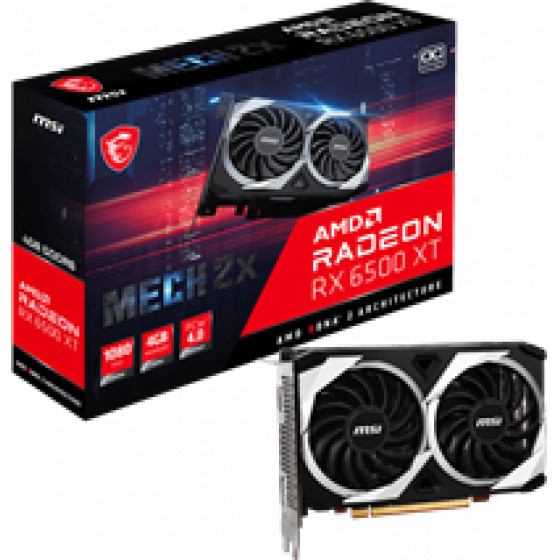 MSI VGA PCI-E RADEON 4GB/64BIT, GDDR6, HDMI/DISPLAY PORT, 2 SLOT FANSINK, 3YW. - (RX 6500 XT MECH 2X 4G OC)