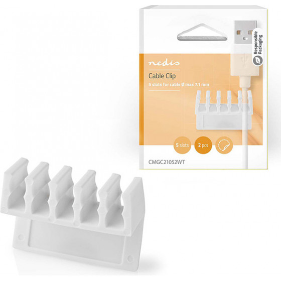 NEDIS CMGC21052WT CABLE MANAGEMENT 2pcs NUMBER OF SLOTS: 5 SLOTS WHITE