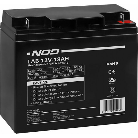 NOD LAB 12V18AH LEAD ACID BATTERY - (141-0165)