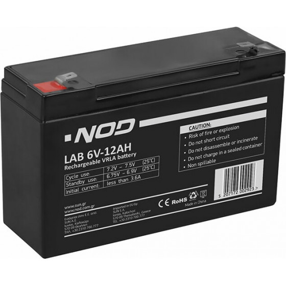 NOD LAB 6V12AH LEAD ACID BATTERY - (141-0163)
