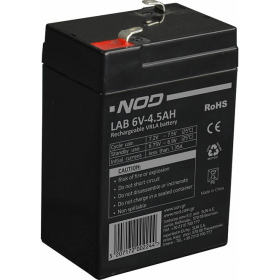 NOD LAB 6V4.5AH LEAD ACID BATTERY - (141-0143)