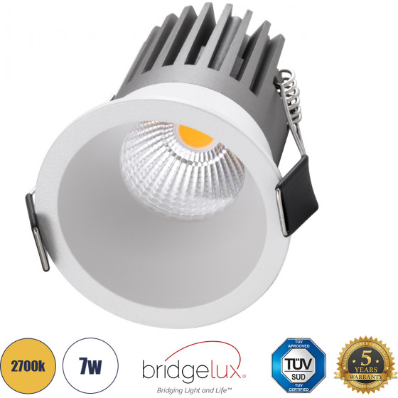 GloboStar MICRO-B ������� LED Spot Downlight TrimLess �6cm 7W 875lm 38� AC 220-240V IP20 �6 x �7.8cm - ��������� - ����� - ����� ����� 2700K - Bridgelux COB - 5 Years Warranty - (60243)