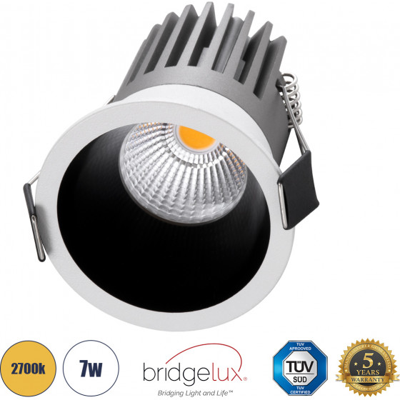 GloboStar MICRO-B ������� LED Spot Downlight TrimLess �6cm 7W 875lm 38� AC 220-240V IP20 �6 x �7.8cm - ��������� - ����� �� ����� �������� - ����� ����� 2700K - Bridgelux COB - 5 Years Warranty - (60241)